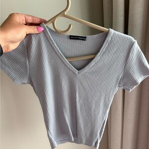 Brandy Melville Blue Ribbed Crop T-Shirt